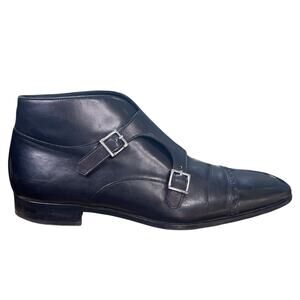 Paul Evans The Heston Double Monk Strap Italy Black Leather Boots Size 12 US 13